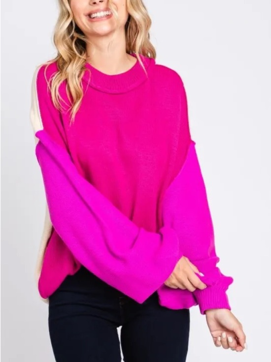 She + Sky Sweaters - 🏰🆕💜SHE + SKY: COLOR BLOCK PULLOVER SWEATER TOP SMALL